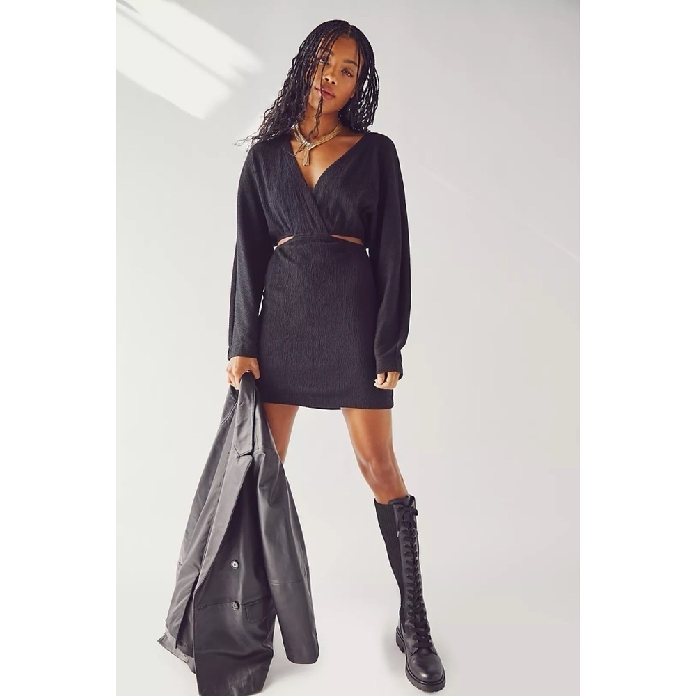 Free People Beach Dress Stasia Mini Black XS